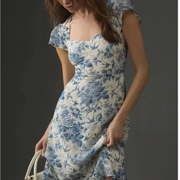 Reformation | Dresses | Reformation Blue White Floral Midi Dress | Poshmark